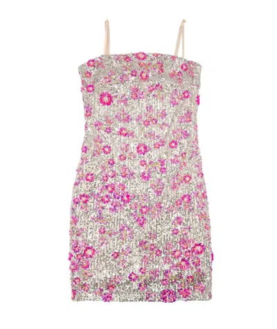 8apart Women's Daphnie Petal Spark Sequin Dress In Silver/pink In Multi