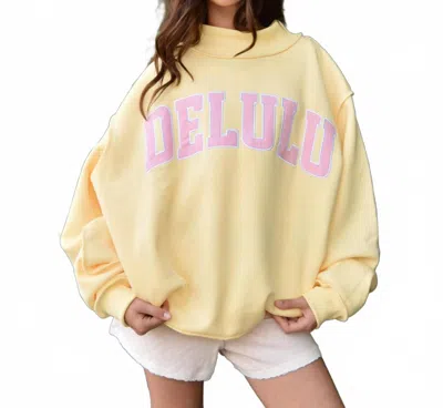 8apart Women's Delulu Mockneck Crew Sweatshirt In Yellow