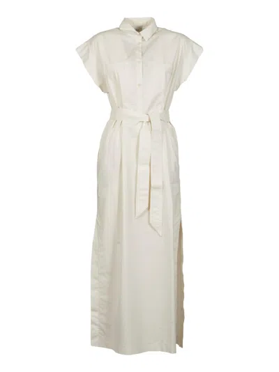 8pm Belted Capped Sleeve Dress In White