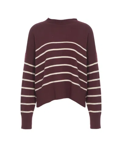 8pm Burgundy Striped Pullover With Relaxed Oversized Fit