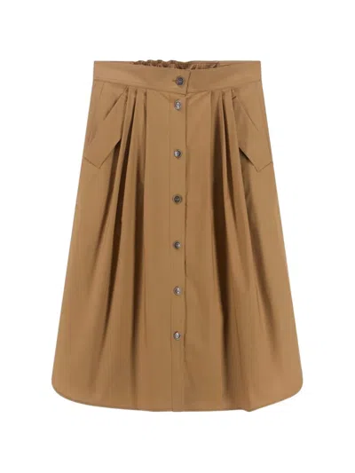8pm Button Skirt In Brown