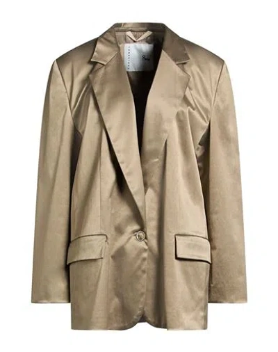 8pm Conscious Woman Blazer Khaki Size L Cotton, Polyester, Elastane In Sand
