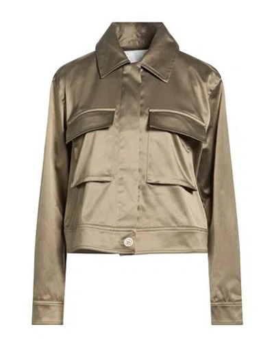 8pm Conscious Woman Jacket Khaki Size S Cotton, Polyester, Elastane In Green