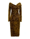 8pm Conscious Woman Midi Dress Mustard Size Xs Polyester, Elastane In Yellow