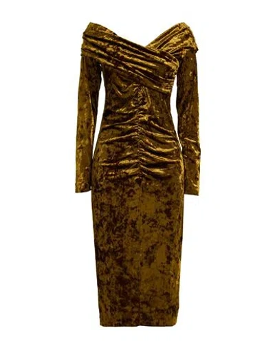 8pm Conscious Woman Midi Dress Mustard Size Xs Polyester, Elastane In Yellow