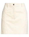 8pm Conscious Woman Mini Skirt Cream Size S Cotton, Elastane In White