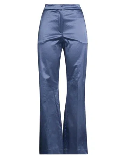 8pm Conscious Woman Pants Navy Size L Cotton, Polyester, Elastane In Blue