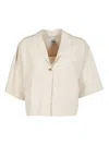 8pm Cropped One-buttoned Blazer In Off-white