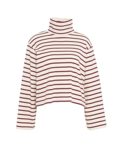 8pm Cropped Turtleneck Sweater With Contrasting Stripes In Multi