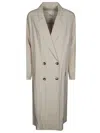 8pm Double-breasted Long Coat With Classic Lapel In White