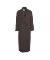 8pm Double-breasted Long Coat With Refined Lapel And Oversized Sleeves In Brown