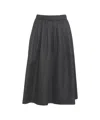 8pm Flared Trapeze Midi Skirt With High Waist And Structured Finish In Black