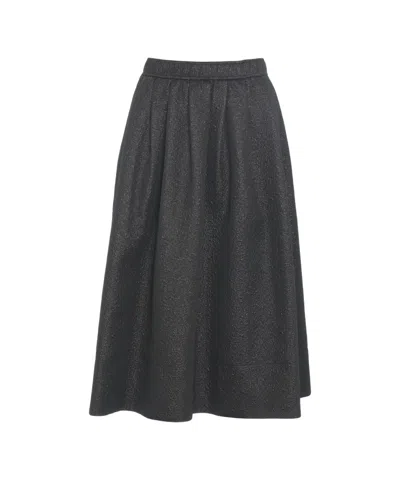 8pm Flared Trapeze Midi Skirt With High Waist And Structured Finish In Black