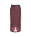 8pm Flowing Midi Skirt With Semi-transparent Overlay And Lace Hem In Pink