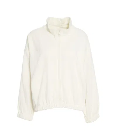 8pm High Collar Corduroy Sweatshirt With Relaxed Fit In White