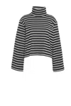 8pm High-neck Oversized Dolcevita T-shirt With Contrasting Stripes In Black