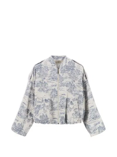 8pm Lahore Toile De Jouy Bomber Jacket In Gray