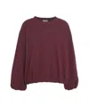 8pm Oversized Sweatshirt With Balloon Sleeves And Ribbed Hem In Burgundy