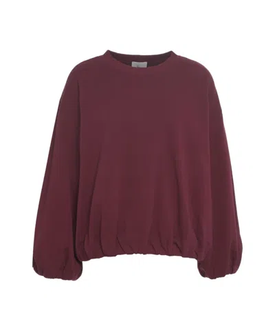 8pm Oversized Sweatshirt With Balloon Sleeves And Ribbed Hem In Burgundy