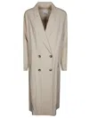 8pm Double-breasted Long Coat With Classic Lapel In White