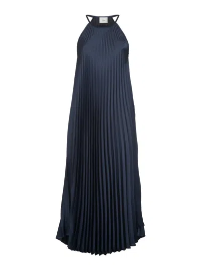 8pm Pleated Sleeveless Dress In Blue