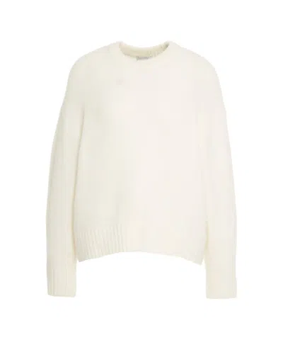8pm Relaxed Fit Knit Sweater With Ribbed Details In White