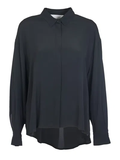 8pm Round Hem Plain Shirt In Black