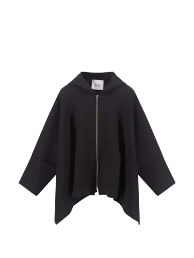 8pm Santorini Hooded Zip-up Cardigan In Black