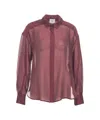 8pm Semi-transparent Burgundy Blouse With Classic Shirt Collar And Fitted Cuffs In Burgundy