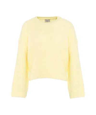 8pm Slightly Cropped Knit Sweater In Warm Yellow Wool Blend In Gold