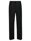8pm Tailored Black Trousers With Subtle Herringbone Pattern In Black