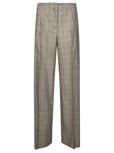 8pm Wide-leg Low-rise Tartan Pants For Women In Nude