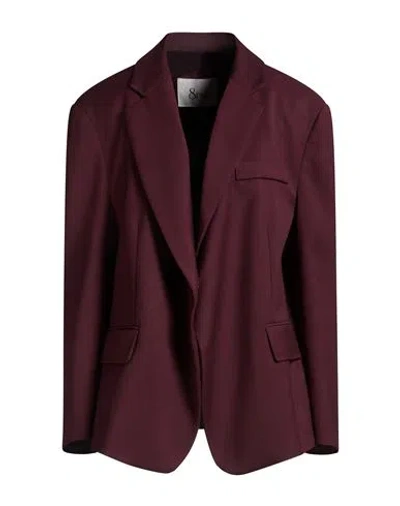 8pm Woman Blazer Burgundy Size S Polyester, Viscose, Elastane In Multi