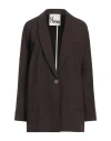 8pm Woman Blazer Dark Brown Size S Polyester, Viscose, Elastane, Metal