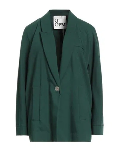8pm Woman Blazer Dark Green Size Xs Polyester, Viscose, Elastane