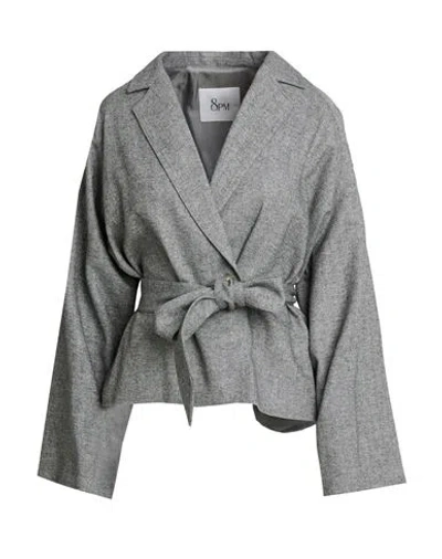 8pm Woman Blazer Grey Size L Polyester, Viscose, Wool In Gray
