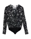 8pm Woman Bodysuit Black Size S Viscose, Modal, Wool, Elastane
