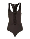 8pm Woman Bodysuit Dark Brown Size Xs Polyamide, Elastane