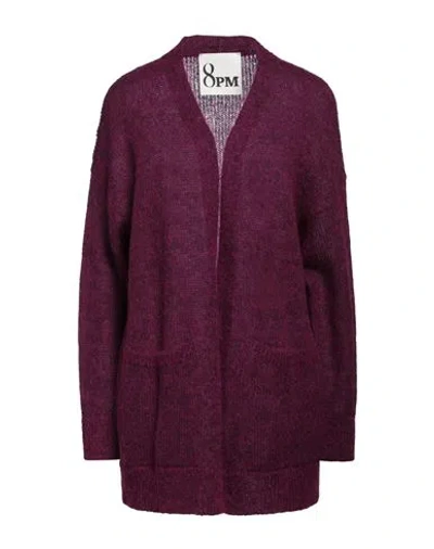8pm Woman Cardigan Plum Size Xs Mohair Wool, Alpaca Wool, Polyamide In Purple