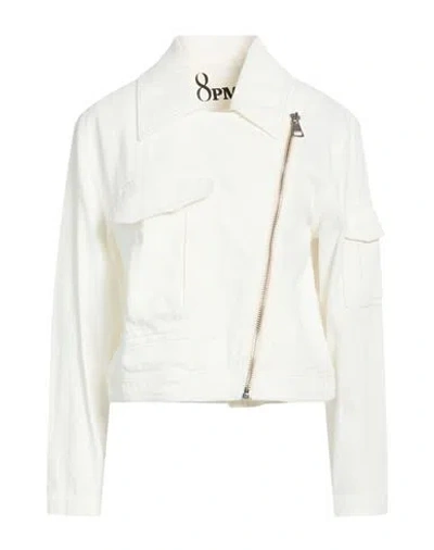 8pm Woman Jacket White Size L Cotton In Neutral