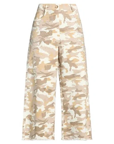 8pm Woman Jeans Cream Size M Cotton In White