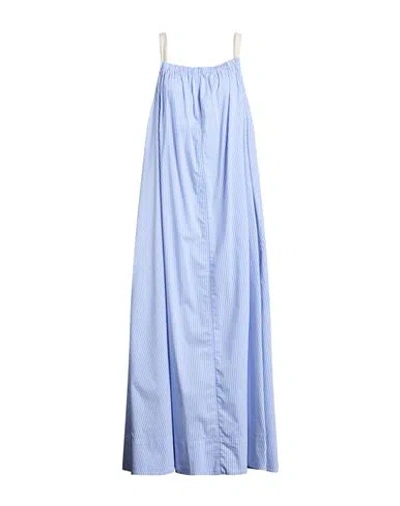 8pm Woman Maxi Dress Azure Size M Cotton, Polyamide, Elastane In Blue