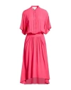 8pm Woman Maxi Dress Magenta Size M Acetate, Silk In Pink