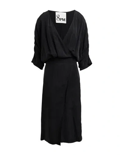 8pm Woman Midi Dress Black Size L Cupro In Black