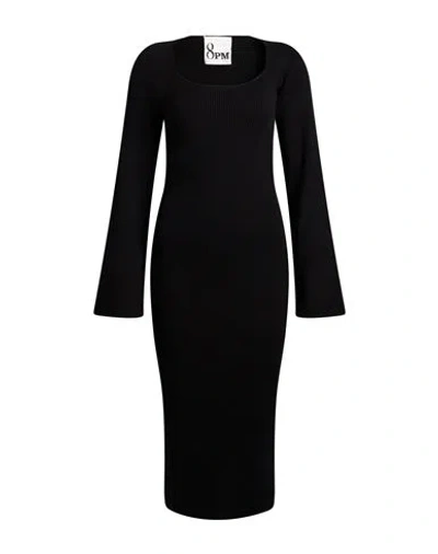 8pm Woman Midi Dress Black Size M Viscose, Polyester
