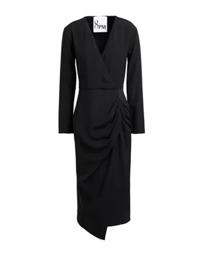 8pm Woman Midi Dress Black Size S Polyester, Elastane