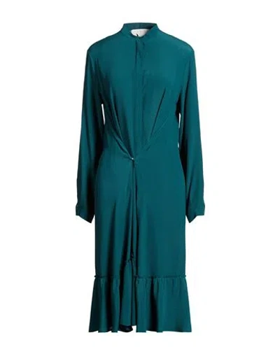 8pm Woman Midi Dress Deep Teal Size Xs Acetate, Silk In Green
