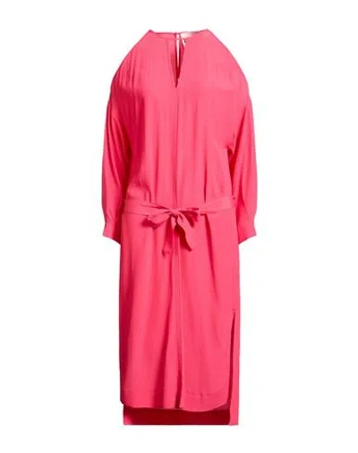 8pm Woman Midi Dress Fuchsia Size Xs Acetate, Silk In Pink