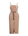 8pm Woman Midi Dress Light Brown Size M Cotton In Beige
