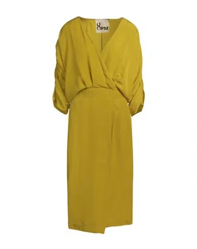 8pm Woman Midi Dress Mustard Size S Cupro In Yellow